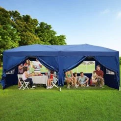 HOMCOM Tonnelle Tente De Reception Pliante Pavillon Chapiteau Barnum 5,91L X 2,97l X 2,55H Cm Bleu Cote Demontables -France HOMCOM Soldes 2022 723675 2