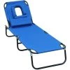 HOMCOM Transat De Jardin Chaise Longue Pliante Bain De Soleil Pour Lecture Bleu - Bleu -France HOMCOM Soldes 2022 723684 1