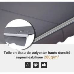 HOMCOM Auvent Manuel De Jardin Terrasse Store Aluminium Retractable 4L X 3l M Gris - Gris -France HOMCOM Soldes 2022 723773 4