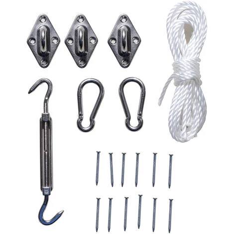 HOMCOM Kit De Montage Accessoires De Fixation En Inox Pour Voile D'ombrage - Gris 4 HOMCOM Kit De Montage Accessoires De Fixation En Inox Pour Voile D'ombrage - Gris – Image 2