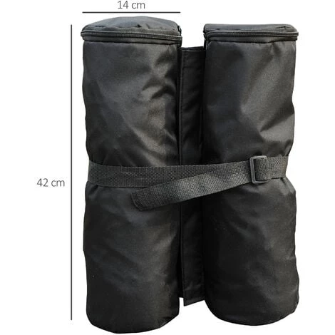 HOMCOM Lot 4 Sacs De Lestage De Fixation Pour Tonnelle Parasol Pavillon Volume Max. 15kg Noir - Gris 5 HOMCOM Lot 4 Sacs De Lestage De Fixation Pour Tonnelle Parasol Pavillon Volume Max. 15kg Noir - Gris – Image 3