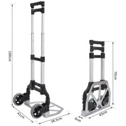 HOMCOM Chariot Diable Pliable Leger Telescopique Charge 70kg En Aluminium Argent-noir 9 HOMCOM Chariot Diable Pliable Leger Telescopique Charge 70kg En Aluminium Argent-noir -France HOMCOM Soldes 2022 723823 3