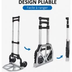 HOMCOM Chariot Diable Pliable Leger Telescopique Charge 70kg En Aluminium Argent-noir 10 HOMCOM Chariot Diable Pliable Leger Telescopique Charge 70kg En Aluminium Argent-noir -France HOMCOM Soldes 2022 723823 4
