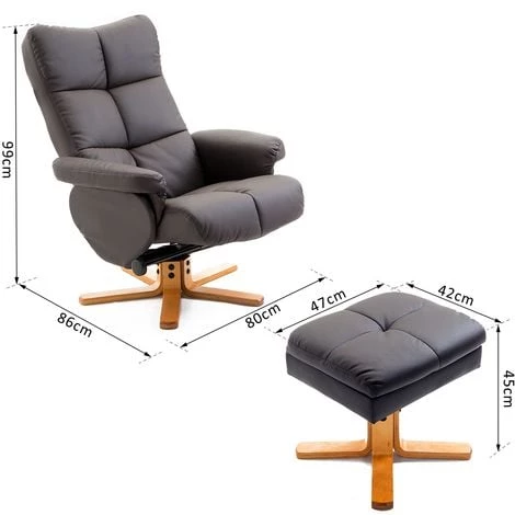 HOMCOM Fauteuil Relax Inclinable Style Contemporain Repose-pieds Coffre Rangement Revêtement Synthétique Acier Bois Chocolat - Marron 5 HOMCOM Fauteuil Relax Inclinable Style Contemporain Repose-pieds Coffre Rangement Revêtement Synthétique Acier Bois Chocolat - Marron – Image 3