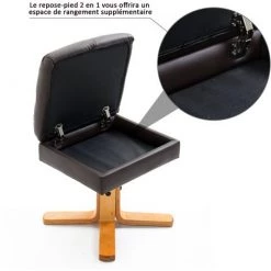 HOMCOM Fauteuil Relax Inclinable Style Contemporain Repose-pieds Coffre Rangement Revêtement Synthétique Acier Bois Chocolat - Marron 10 HOMCOM Fauteuil Relax Inclinable Style Contemporain Repose-pieds Coffre Rangement Revêtement Synthétique Acier Bois Chocolat - Marron -France HOMCOM Soldes 2022 7301356 4
