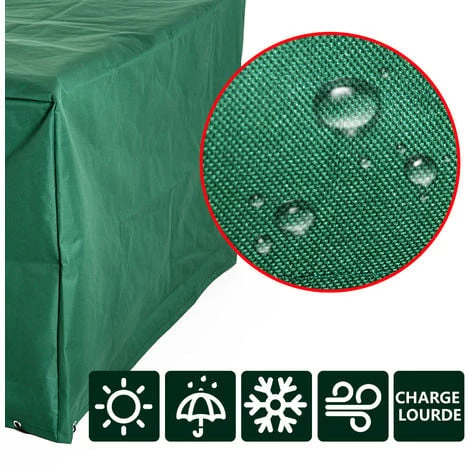 HOMCOM Housse De Protection Etanche Pour Meuble Salon De Jardin Rectangulaire 210L X 140l X 80H Cm Vert - Vert 7 HOMCOM Housse De Protection Etanche Pour Meuble Salon De Jardin Rectangulaire 210L X 140l X 80H Cm Vert - Vert – Image 5