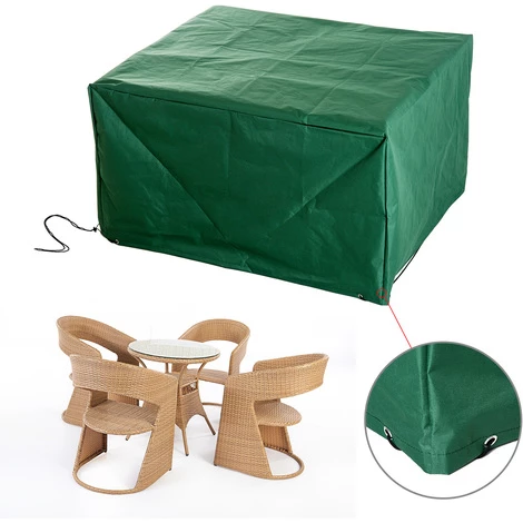 HOMCOM Housse De Protection Etanche Pour Meuble Salon De Jardin Rectangulaire 135L X 135l X 75H Cm Vert - Vert 4 HOMCOM Housse De Protection Etanche Pour Meuble Salon De Jardin Rectangulaire 135L X 135l X 75H Cm Vert - Vert – Image 2