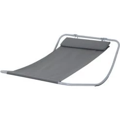 HOMCOM Bain De Soleil Transat De Jardin Bascule Hamac 212L X 130l X 60H Cm Gris - Gris