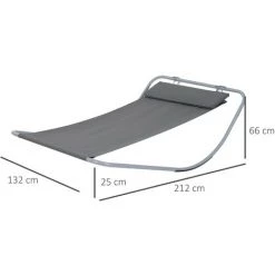 HOMCOM Bain De Soleil Transat De Jardin Bascule Hamac 212L X 130l X 60H Cm Gris - Gris -France HOMCOM Soldes 2022 747961 3