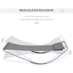 HOMCOM Bain De Soleil Transat De Jardin Bascule Hamac 212L X 130l X 60H Cm Gris - Gris -France HOMCOM Soldes 2022 747961 5