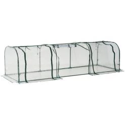 HOMCOM Serre De Jardin Tunnel Tente Bâche 3L X 1l X 0,8H M Tube En Acier Transparent