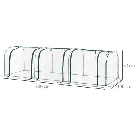 HOMCOM Serre De Jardin Tunnel Tente Bâche 3L X 1l X 0,8H M Tube En Acier Transparent 6 HOMCOM Serre De Jardin Tunnel Tente Bâche 3L X 1l X 0,8H M Tube En Acier Transparent – Image 4