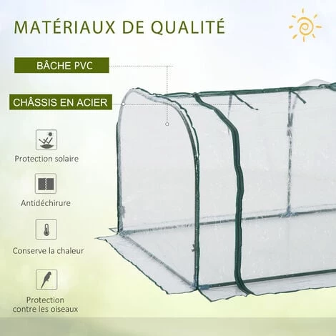 HOMCOM Serre De Jardin Tunnel Tente Bâche 3L X 1l X 0,8H M Tube En Acier Transparent 7 HOMCOM Serre De Jardin Tunnel Tente Bâche 3L X 1l X 0,8H M Tube En Acier Transparent – Image 5