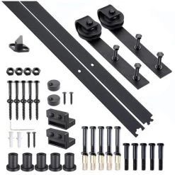 HOMCOM Kit De Porte Coulissante Système Galandage Pour Porte D'une épaisseur De 35-45 Mm Et Largeur Max. 1 M Charge Max. 100 Kg Acier Brun Foncé