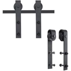 HOMCOM Kit De Porte Coulissante Système Galandage Pour Porte D'une épaisseur De 35-45 Mm Et Largeur Max. 1 M Charge Max. 100 Kg Acier Brun Foncé 9 HOMCOM Kit De Porte Coulissante Système Galandage Pour Porte D'une épaisseur De 35-45 Mm Et Largeur Max. 1 M Charge Max. 100 Kg Acier Brun Foncé -France HOMCOM Soldes 2022 7598295 4
