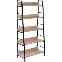 HOMCOM Étagère Bibliothèque Style Industriel Incliné 5 Niveaux 70L X 35l X 150H Cm Coloris Chêne Clair Noir - Beige 10 HOMCOM Étagère Bibliothèque Style Industriel Incliné 5 Niveaux 70L X 35l X 150H Cm Coloris Chêne Clair Noir - Beige -France HOMCOM Soldes 2022 7640189 4