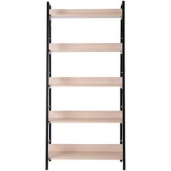 HOMCOM Étagère Bibliothèque Style Industriel Incliné 5 Niveaux 70L X 35l X 150H Cm Coloris Chêne Clair Noir - Beige 11 HOMCOM Étagère Bibliothèque Style Industriel Incliné 5 Niveaux 70L X 35l X 150H Cm Coloris Chêne Clair Noir - Beige -France HOMCOM Soldes 2022 7640189 5