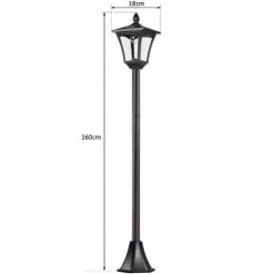 HOMCOM Outsunny Luminaire Extérieur Solaire Lampadaire Lanterne Classique LED 40 Lm Dim. 18L X 18l X 160H Cm Noir - Noir -France HOMCOM Soldes 2022 7865556 3