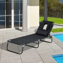 HOMCOM Transat De Jardin Chaise Longue Pliante Bain De Soleil Pour Lecture Noir - Noir 8 HOMCOM Transat De Jardin Chaise Longue Pliante Bain De Soleil Pour Lecture Noir - Noir -France HOMCOM Soldes 2022 806312 2