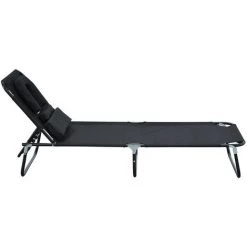 HOMCOM Transat De Jardin Chaise Longue Pliante Bain De Soleil Pour Lecture Noir - Noir 11 HOMCOM Transat De Jardin Chaise Longue Pliante Bain De Soleil Pour Lecture Noir - Noir -France HOMCOM Soldes 2022 806312 5