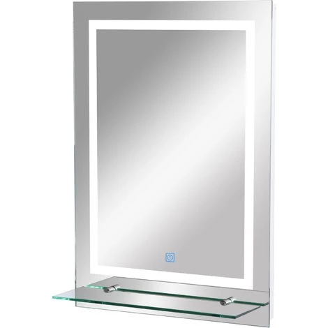 HOMCOM Miroir Lumineux LED 22 W Interrupteur Tactile étagère Intégrée 50L X 4l X 70H Cm - Blanc 3 HOMCOM Miroir Lumineux LED 22 W Interrupteur Tactile étagère Intégrée 50L X 4l X 70H Cm - Blanc