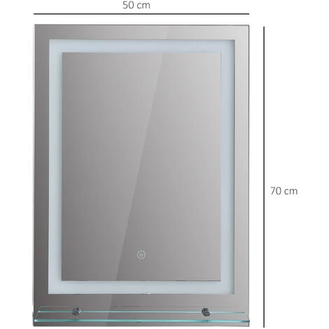 HOMCOM Miroir Lumineux LED 22 W Interrupteur Tactile étagère Intégrée 50L X 4l X 70H Cm - Blanc 5 HOMCOM Miroir Lumineux LED 22 W Interrupteur Tactile étagère Intégrée 50L X 4l X 70H Cm - Blanc â Image 3