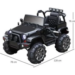 HOMCOM Voiture 4x4 électrique 12 V + Télécommande 128L X 78l X 76H Cm Enfants 3 à 8 Ans Effets Lumineux Sonores Lecteur MP3 Noir - Noir -France HOMCOM Soldes 2022 8482426 3