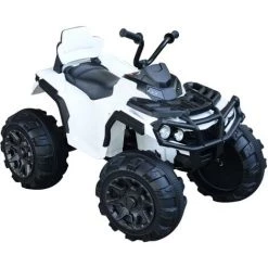 HOMCOM Voiture 4x4 Quad Buggy électrique Enfant 3 à 6 Ans Effets Lumineux Musique V. Max. 3 Km/h Batterie Rechargeable Lecteur MP3 Multifonction Blanc