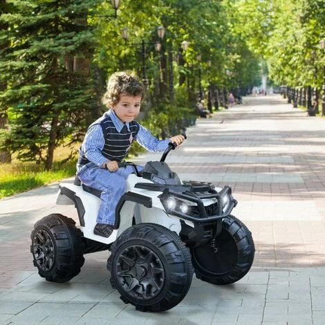 HOMCOM Voiture 4x4 Quad Buggy électrique Enfant 3 à 6 Ans Effets Lumineux Musique V. Max. 3 Km/h Batterie Rechargeable Lecteur MP3 Multifonction Blanc 4 HOMCOM Voiture 4x4 Quad Buggy électrique Enfant 3 à 6 Ans Effets Lumineux Musique V. Max. 3 Km/h Batterie Rechargeable Lecteur MP3 Multifonction Blanc – Image 2