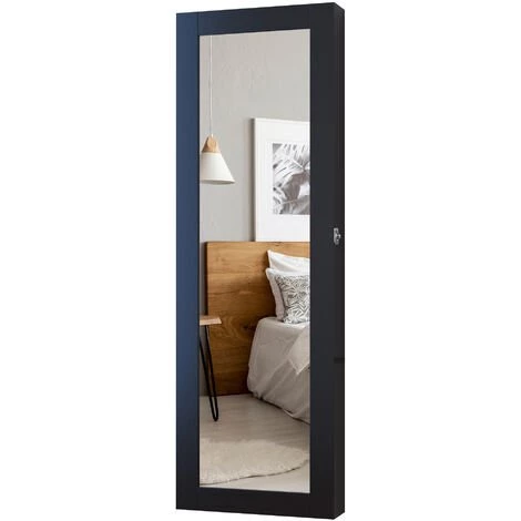 HOMCOM Armoire à Bijoux Multi-rangements Design Contemporain Mural Avec Miroir 37L X 10l X 112H Cm Noire - Noir 3 HOMCOM Armoire à Bijoux Multi-rangements Design Contemporain Mural Avec Miroir 37L X 10l X 112H Cm Noire - Noir