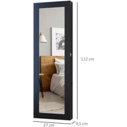 HOMCOM Armoire à Bijoux Multi-rangements Design Contemporain Mural Avec Miroir 37L X 10l X 112H Cm Noire - Noir 9 HOMCOM Armoire à Bijoux Multi-rangements Design Contemporain Mural Avec Miroir 37L X 10l X 112H Cm Noire - Noir -France HOMCOM Soldes 2022 8612354 3
