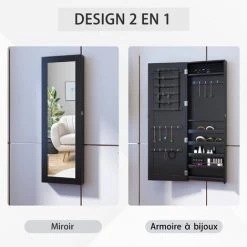 HOMCOM Armoire à Bijoux Multi-rangements Design Contemporain Mural Avec Miroir 37L X 10l X 112H Cm Noire - Noir 11 HOMCOM Armoire à Bijoux Multi-rangements Design Contemporain Mural Avec Miroir 37L X 10l X 112H Cm Noire - Noir -France HOMCOM Soldes 2022 8612354 5