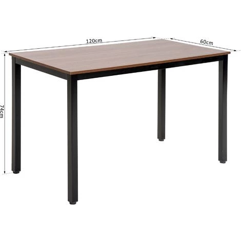 HOMCOM Table Bureau Informatique Grand Plateau 120L X 60l X 74H Cm Panneaux Particules Noyer Métal Noir - Marron 5 HOMCOM Table Bureau Informatique Grand Plateau 120L X 60l X 74H Cm Panneaux Particules Noyer Métal Noir - Marron – Image 3