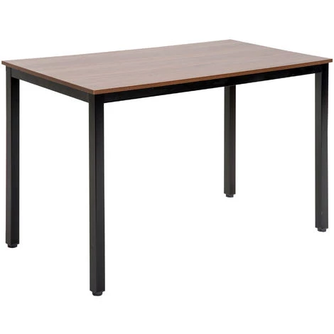 HOMCOM Table Bureau Informatique Grand Plateau 120L X 60l X 74H Cm Panneaux Particules Noyer Métal Noir - Marron 6 HOMCOM Table Bureau Informatique Grand Plateau 120L X 60l X 74H Cm Panneaux Particules Noyer Métal Noir - Marron – Image 4