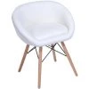 HOMCOM Chaise Design Scandinave - Chaise De Salon Ou Cuisine - Pieds Effilés Bois Massif - Revêtement Synthétique PU Blanc - Blanc
