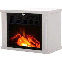 HOMCOM Cheminée électrique Poêle Style Contemporain Thermostat 600-1200 W Blanc - Blanc