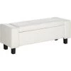 HOMCOM Banc Coffre De Rangement 2 En 1 Revêtement Synthétique Capitonné 106L X 40l X 40H Cm Blanc - Blanc -France HOMCOM Soldes 2022 8738194 1