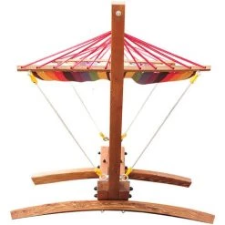 HOMCOM Hamac De Jardin Avec Support En Bois Hamac Sur Pied 1 Personne Charge Max. 120 Kg - Multicolore -France HOMCOM Soldes 2022 877714 4