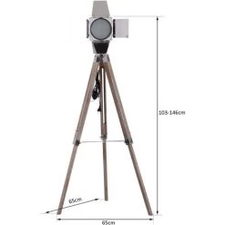 HOMCOM Lampadaire Trépied Projecteur Style Industriel Néo-rétro Hauteur Réglable 65L X 65l X 103-146H Cm Bois Acier Métalisé - Gris 9 HOMCOM Lampadaire Trépied Projecteur Style Industriel Néo-rétro Hauteur Réglable 65L X 65l X 103-146H Cm Bois Acier Métalisé - Gris -France HOMCOM Soldes 2022 8841583 3