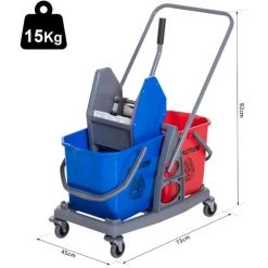 HOMCOM Chariot De Lavage Chariot De Nettoyage Professionnel Presse à Mâchoire 2 Seaux 25 L 73L X 45l X 92H Cm Plastique Gris Bleu Rouge - Gris 9 HOMCOM Chariot De Lavage Chariot De Nettoyage Professionnel Presse à Mâchoire 2 Seaux 25 L 73L X 45l X 92H Cm Plastique Gris Bleu Rouge - Gris -France HOMCOM Soldes 2022 8889208 3