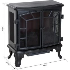 HOMCOM Cheminée Electrique Poêle Style Néo-rétro 2 Portes Télécommande Minuterie 1000/2000 W LED Luminosité Réglable Noir - Noir 9 HOMCOM Cheminée Electrique Poêle Style Néo-rétro 2 Portes Télécommande Minuterie 1000/2000 W LED Luminosité Réglable Noir - Noir -France HOMCOM Soldes 2022 8889210 3