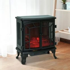 HOMCOM Cheminée Electrique Poêle Style Néo-rétro 2 Portes Télécommande Minuterie 1000/2000 W LED Luminosité Réglable Noir - Noir 11 HOMCOM Cheminée Electrique Poêle Style Néo-rétro 2 Portes Télécommande Minuterie 1000/2000 W LED Luminosité Réglable Noir - Noir -France HOMCOM Soldes 2022 8889210 5