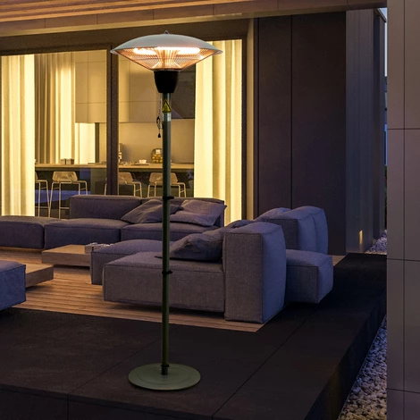 HOMCOM Outsunny Parasol Chauffant Infrarouge à Quartz Ø 44 X 190 Cm Chauffage Radiant Sur Pied 1500 W Métal Gris 4 HOMCOM Outsunny Parasol Chauffant Infrarouge à Quartz Ø 44 X 190 Cm Chauffage Radiant Sur Pied 1500 W Métal Gris – Image 2