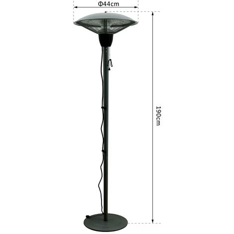 HOMCOM Outsunny Parasol Chauffant Infrarouge à Quartz Ø 44 X 190 Cm Chauffage Radiant Sur Pied 1500 W Métal Gris 5 HOMCOM Outsunny Parasol Chauffant Infrarouge à Quartz Ø 44 X 190 Cm Chauffage Radiant Sur Pied 1500 W Métal Gris – Image 3