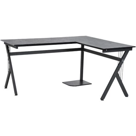 HOMCOM Bureau D'angle Informatique Design Contemporain 155L X 130l X 76H Cm MDF Acier Noir - Noir 3 HOMCOM Bureau D'angle Informatique Design Contemporain 155L X 130l X 76H Cm MDF Acier Noir - Noir