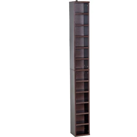 HOMCOM Étagère Colonne Armoire De Rangement CD 12 Compartiments 21L X 20l X 175H Cm Capacité Max. 204 CD Coloris Noyer Foncé - Marron 3 HOMCOM Étagère Colonne Armoire De Rangement CD 12 Compartiments 21L X 20l X 175H Cm Capacité Max. 204 CD Coloris Noyer Foncé - Marron