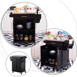 HOMCOM Chariot De Service Desserte De Cuisine à Roulettes îlot De Cuisine - Placard 2 Portes, étagères, Range Couverts Et Condiments Latéral - Plateau Acier Inox. Bois Noir - Noir 11 HOMCOM Chariot De Service Desserte De Cuisine à Roulettes îlot De Cuisine - Placard 2 Portes, étagères, Range Couverts Et Condiments Latéral - Plateau Acier Inox. Bois Noir - Noir -France HOMCOM Soldes 2022 9588958 5