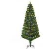 HOMCOM Sapin De Noël Artificiel Lumineux Fibre Optique LED Multimode Multicolore + Support Pied Ø 82 X 180H Cm 230 Branches étoile Sommet Brillante Vert - Vert