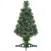 HOMCOM Sapin De Noël Artificiel Lumineux Fibre Optique Multicolore + Support Pied Ø 35 X 60H Cm 55 Branches Vert - Vert