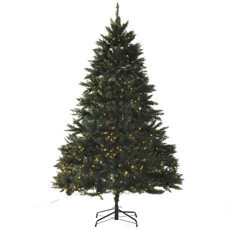 HOMCOM Sapin De Noël Artificiel Lumineux LED X 700 Blanc Chaud + Support Pied Ø 132 X 210H Cm 2154 Branches Vert - Doré 3 HOMCOM Sapin De Noël Artificiel Lumineux LED X 700 Blanc Chaud + Support Pied Ø 132 X 210H Cm 2154 Branches Vert - Doré